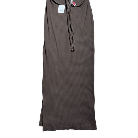 Free People Beach Brown Last Minute Ribbed Midi Dress Womens M - Picture 7 of 8